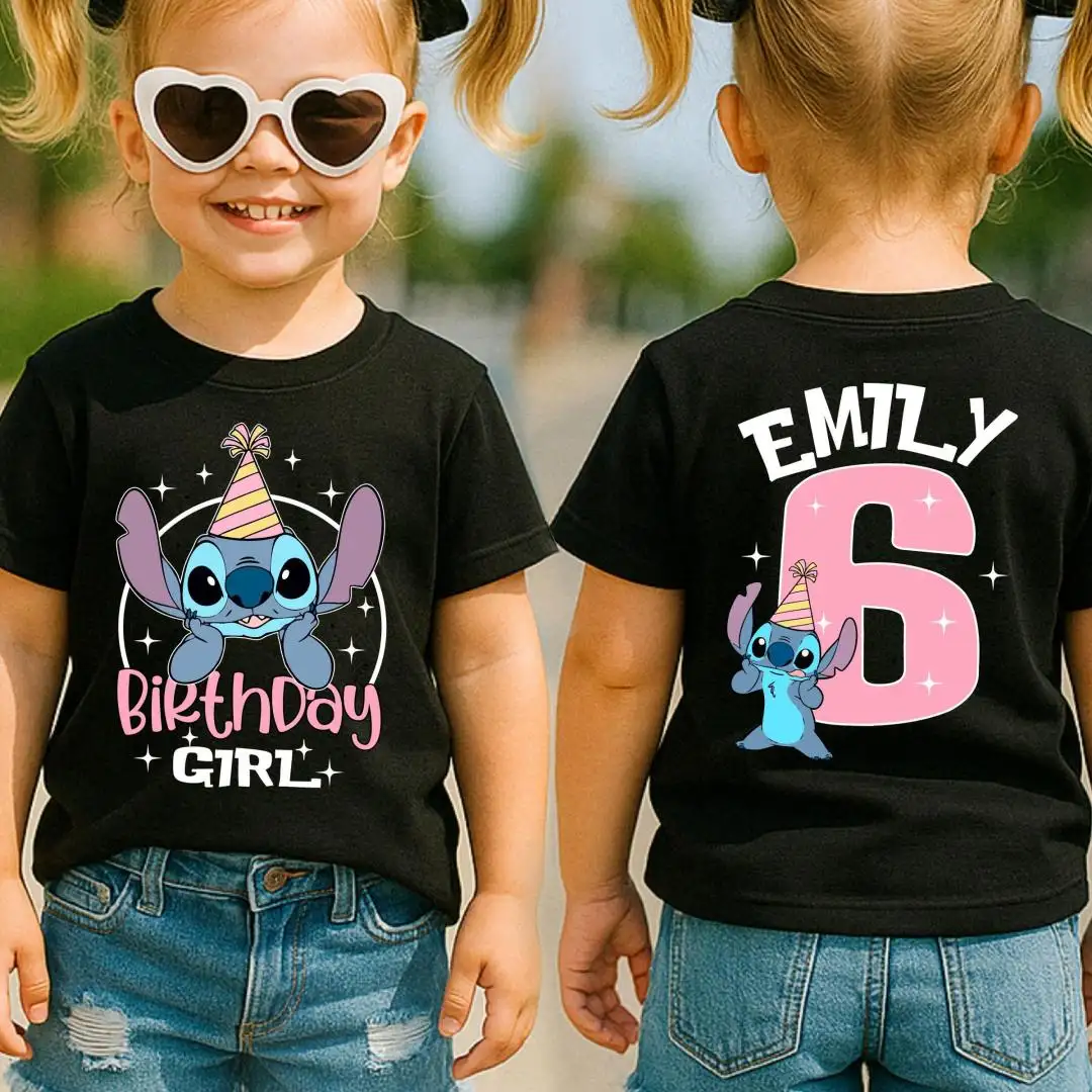 Disney Stitch Kids Birthday Shirt for Boys & Girls