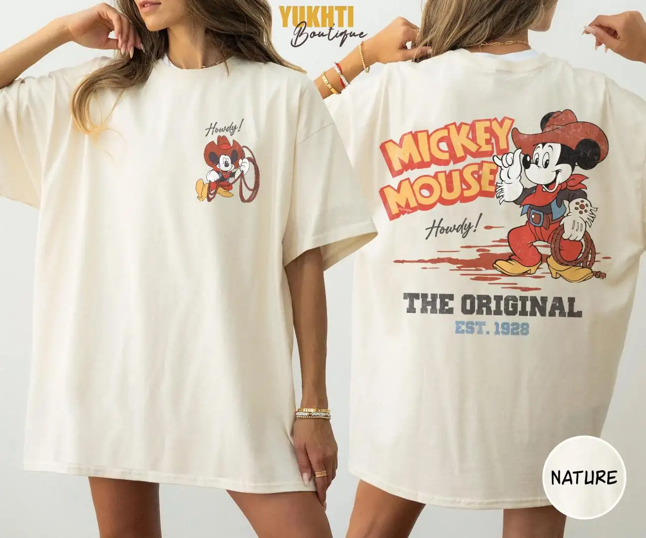 Retro Mickey Mouse Cowboy Shirt for Disneyland Family Matching