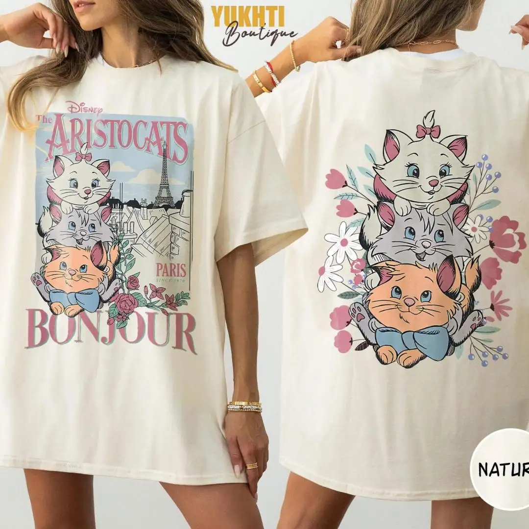 Retro Disney Aristocats Bonjour 1970 Shirt for Family Vacation