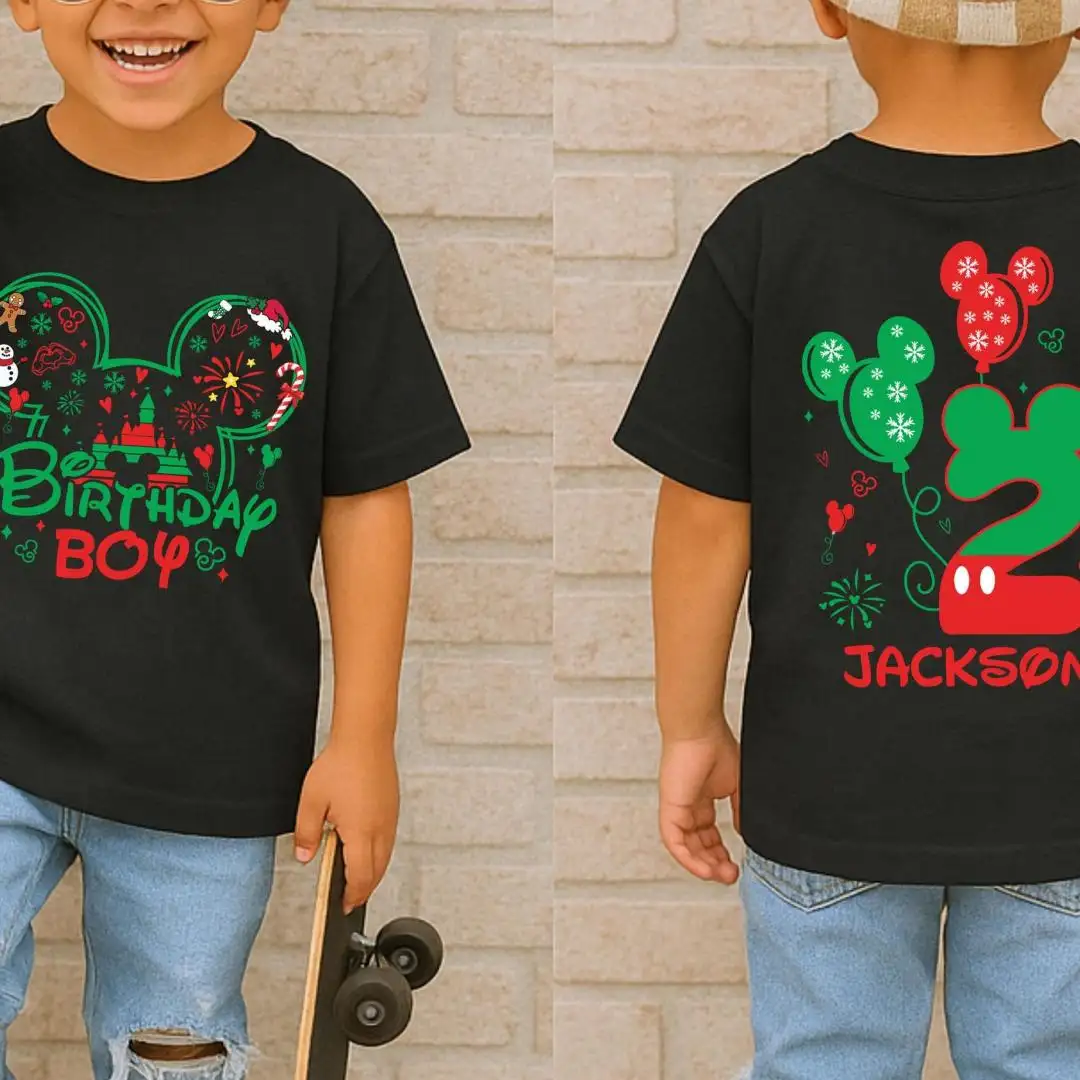Custom Mickey Christmas Birthday Boy Shirt