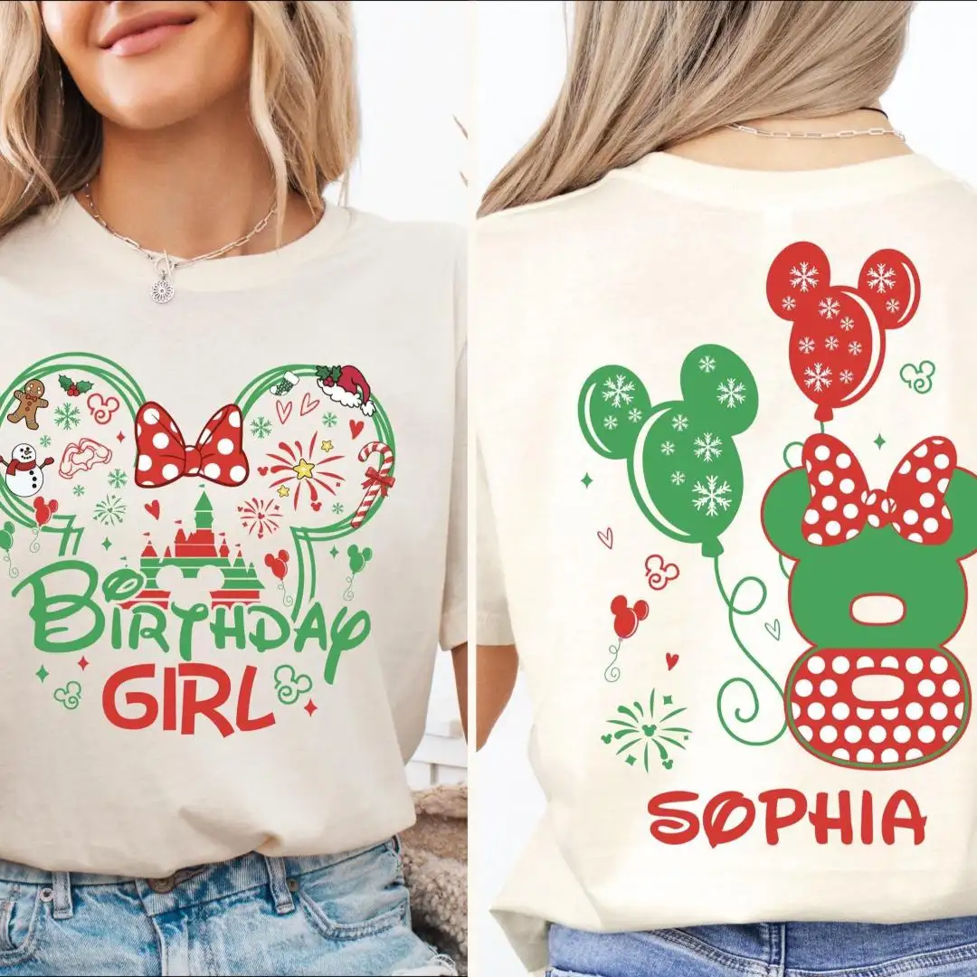 Minnie Mouse Christmas Birthday Girl Shirt