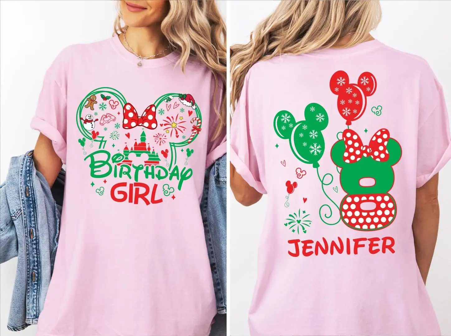 Custom Disney Birthday Girl Christmas Minnie Shirt
