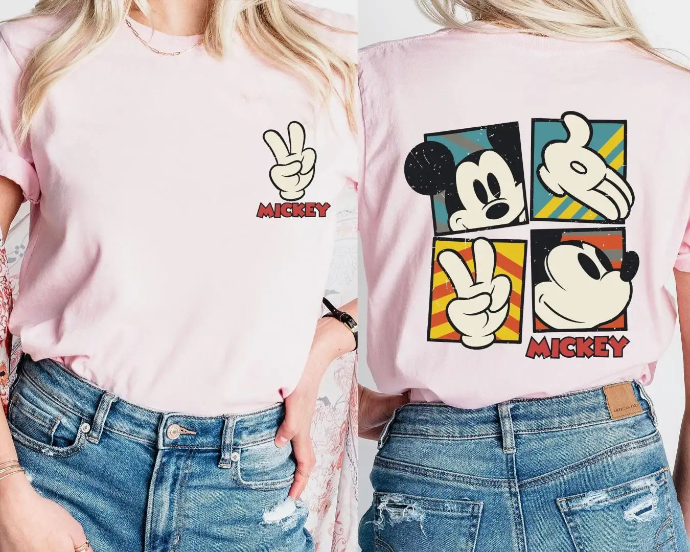 Disney Mickey Mouse Peace Sign Shirt for Adults
