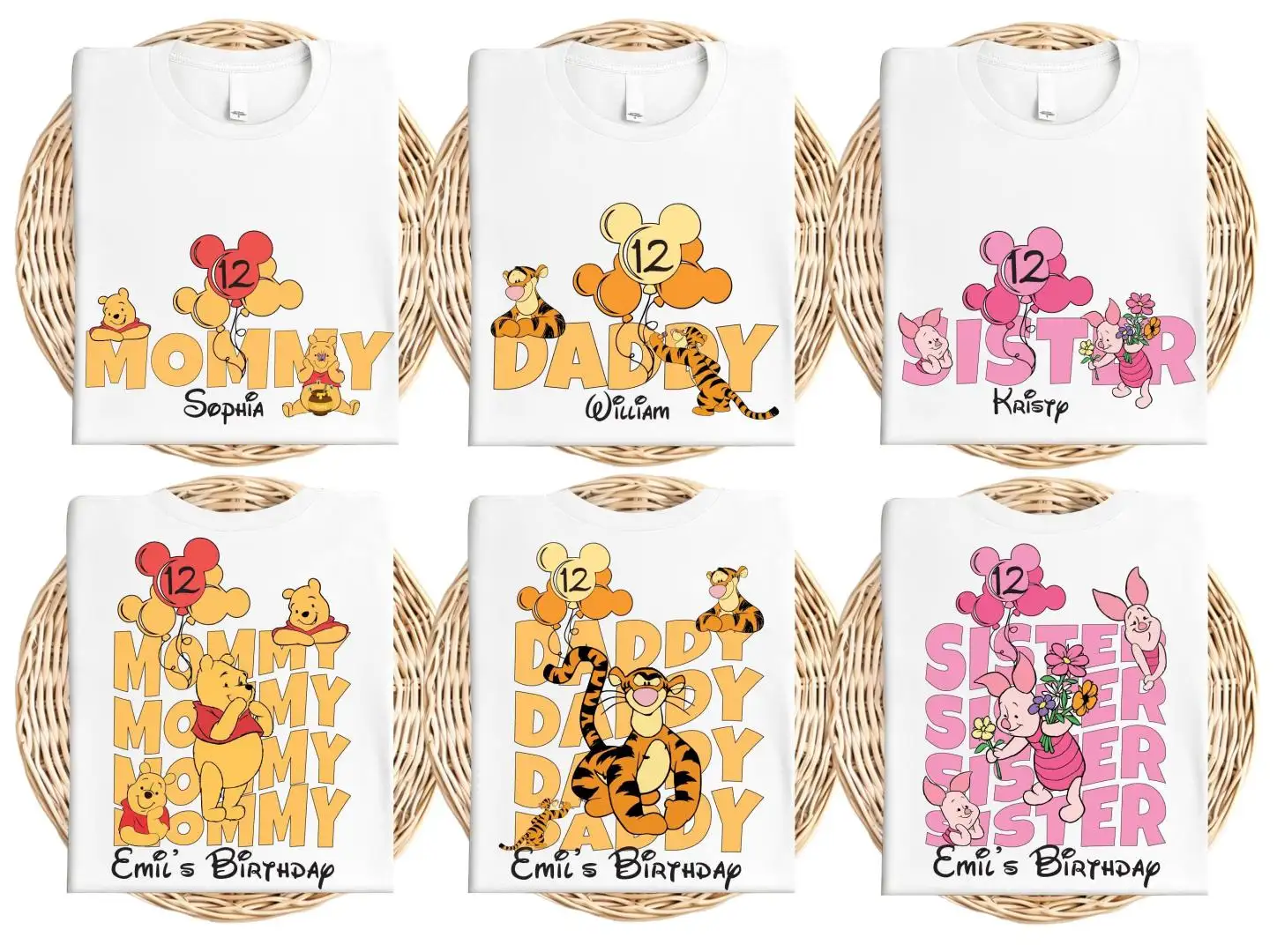 Winnie The Pooh Birthday Shirt for Family Matching