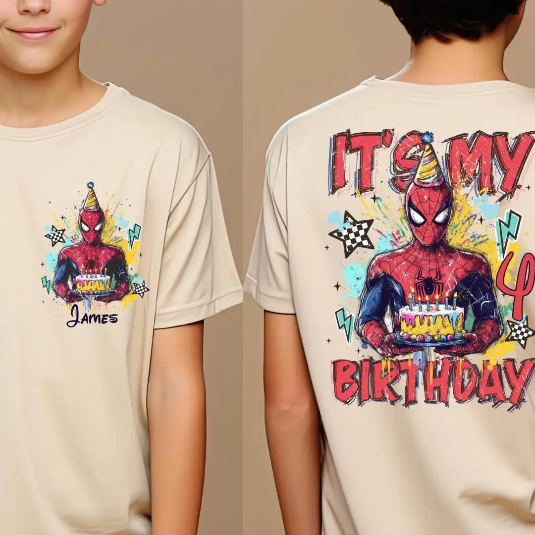 Custom Spider Birthday Shirt for Kids Party