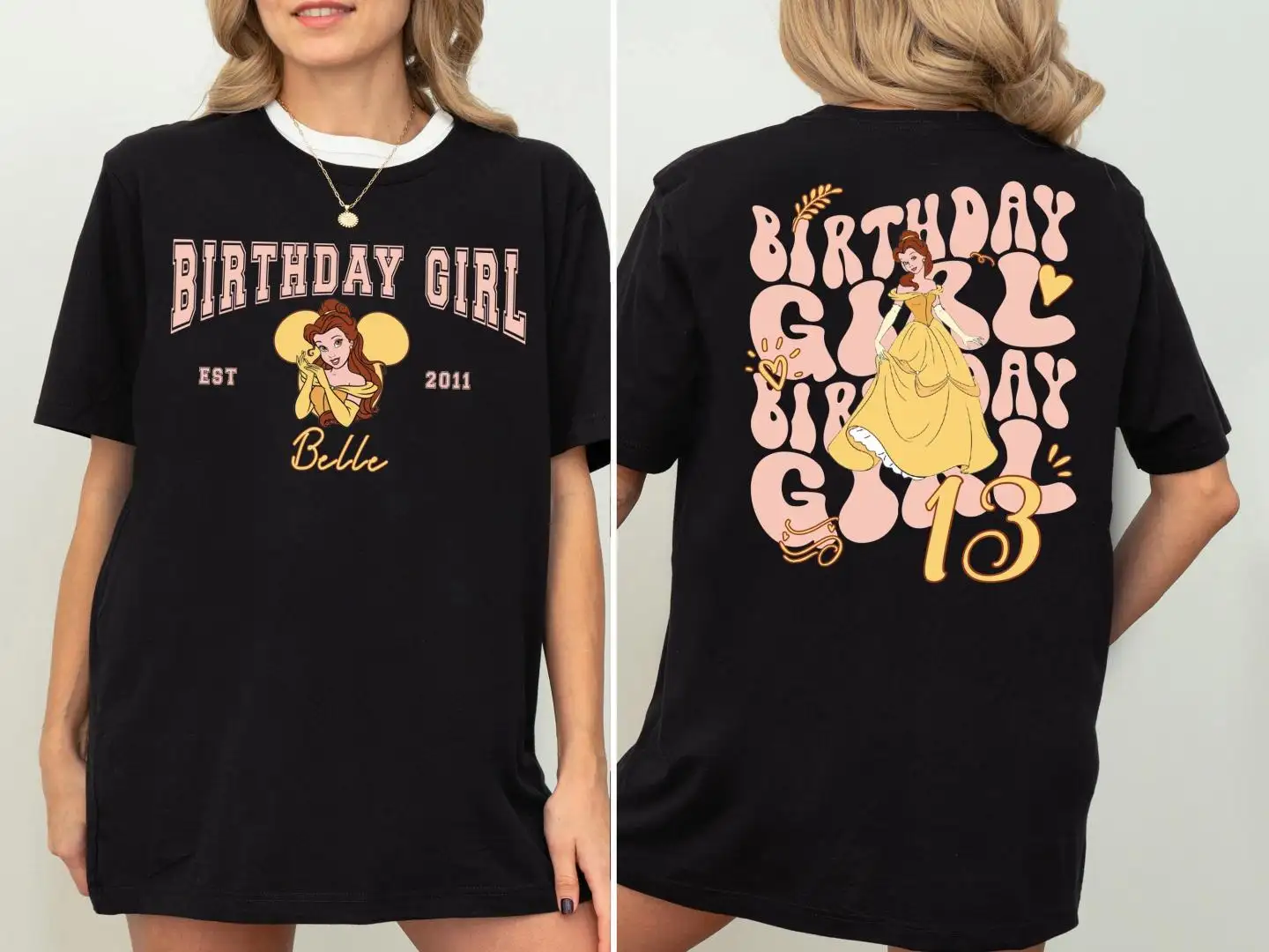 Custom Disney Belle Birthday Shirt for Girls