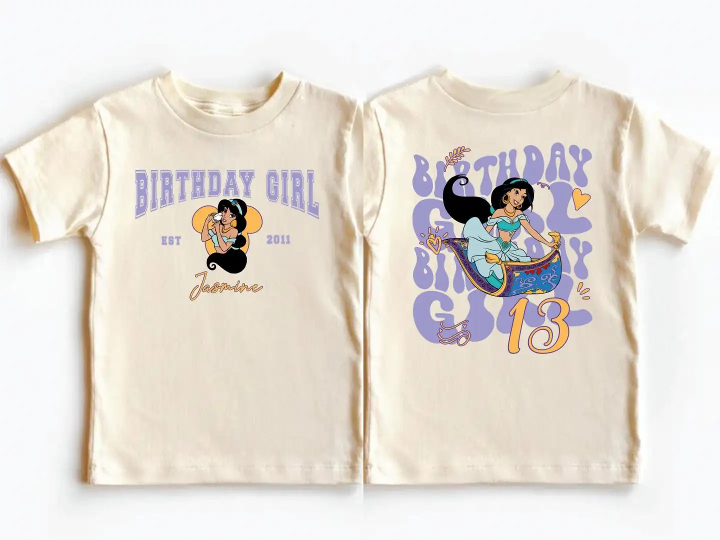 Custom Princess Birthday Shirt for Girls Disney Jasmine