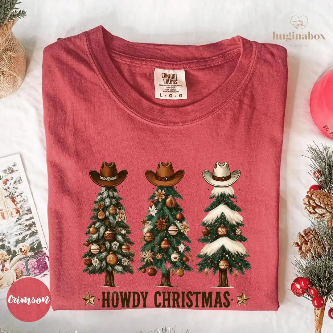 Howdy Christmas Western Shirt with Holiday Tree