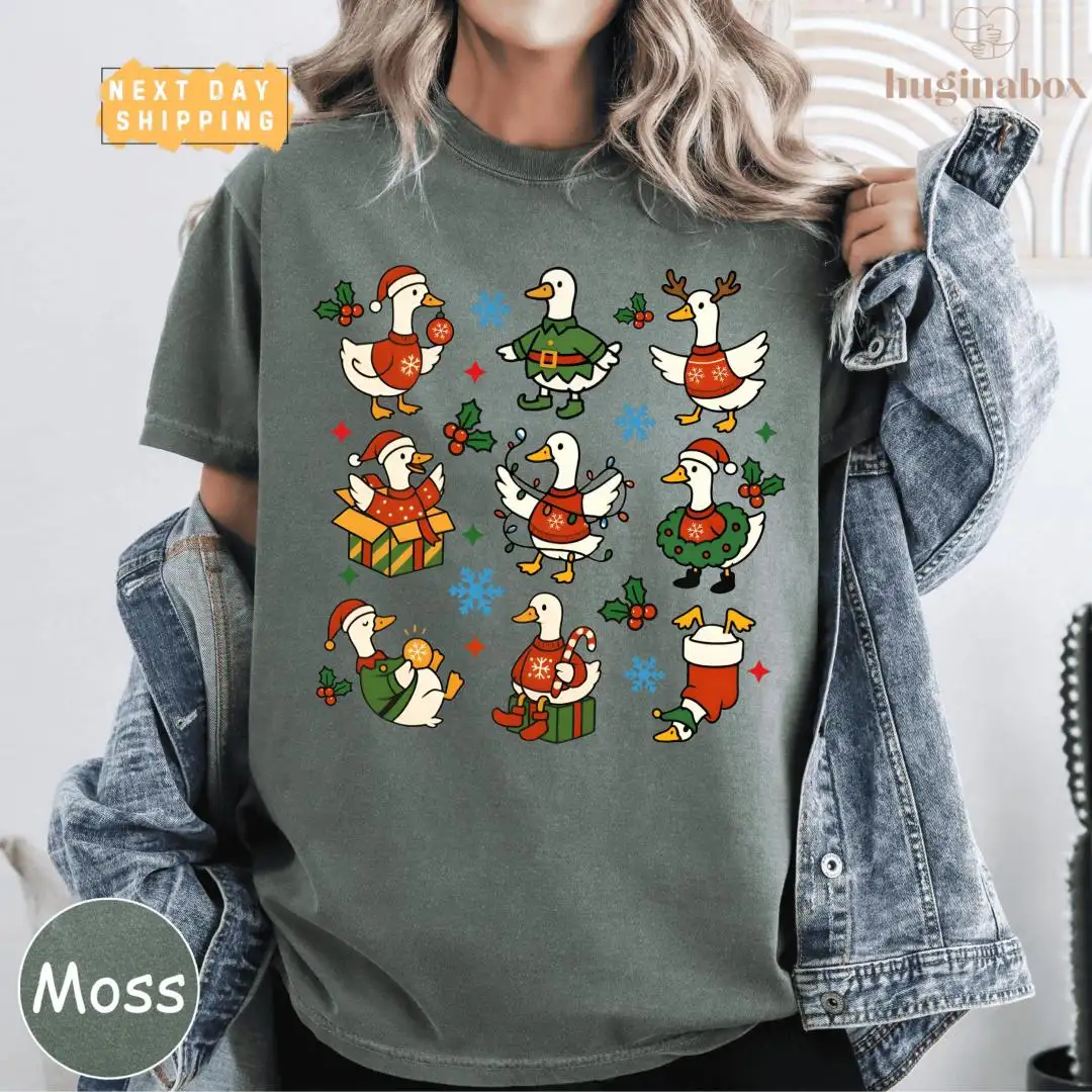 Funny Christmas Goose Shirt with Festive Duck Sweaters