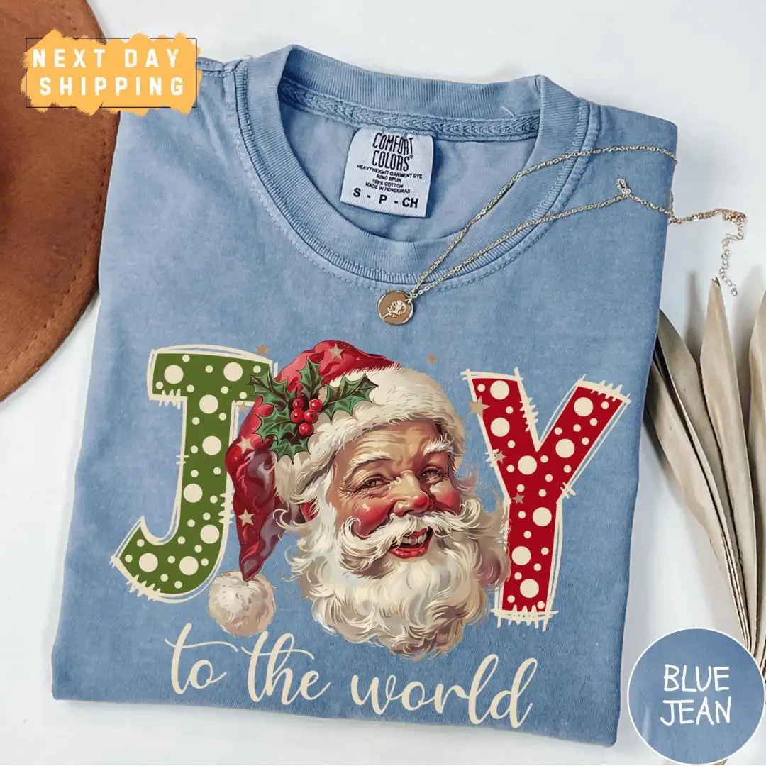 Vintage Santa Christmas Shirt for Women Holiday Gift