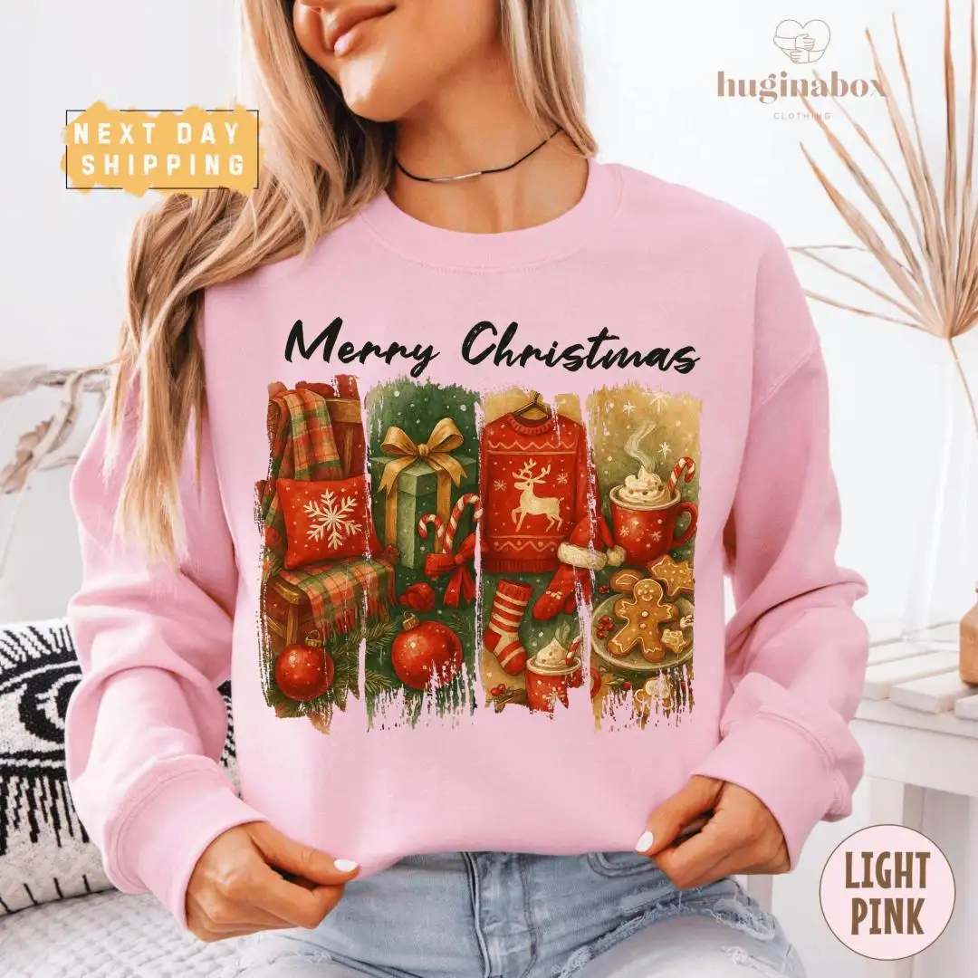 Vintage Christmas Shirt Cozy Holiday Sweater Pullover