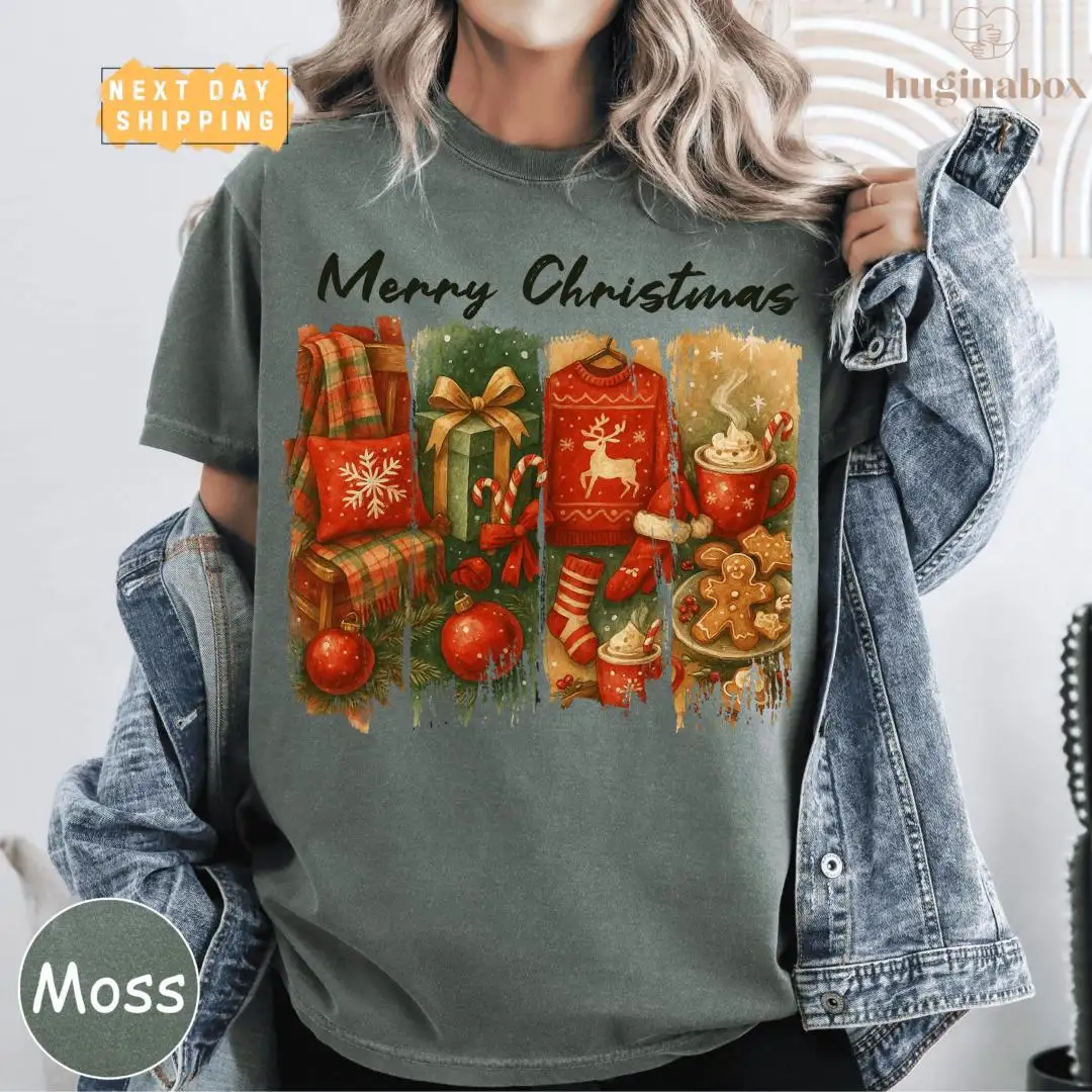 Christmas Holiday Shirt with Vintage Decor & Cozy Vibes
