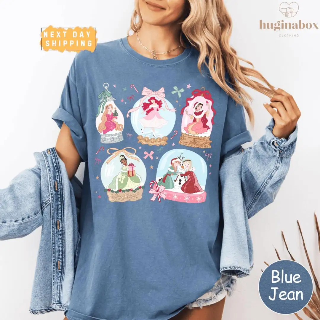 Christmas Disney Princess Snow Globe Holiday Shirt