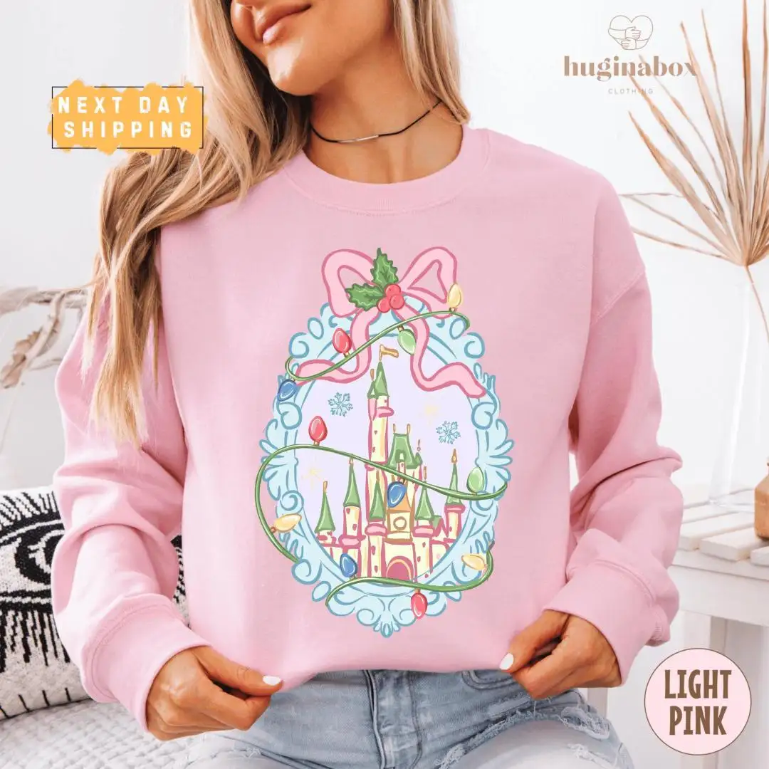 Christmas Castle Holiday Shirt with Pastel Lights