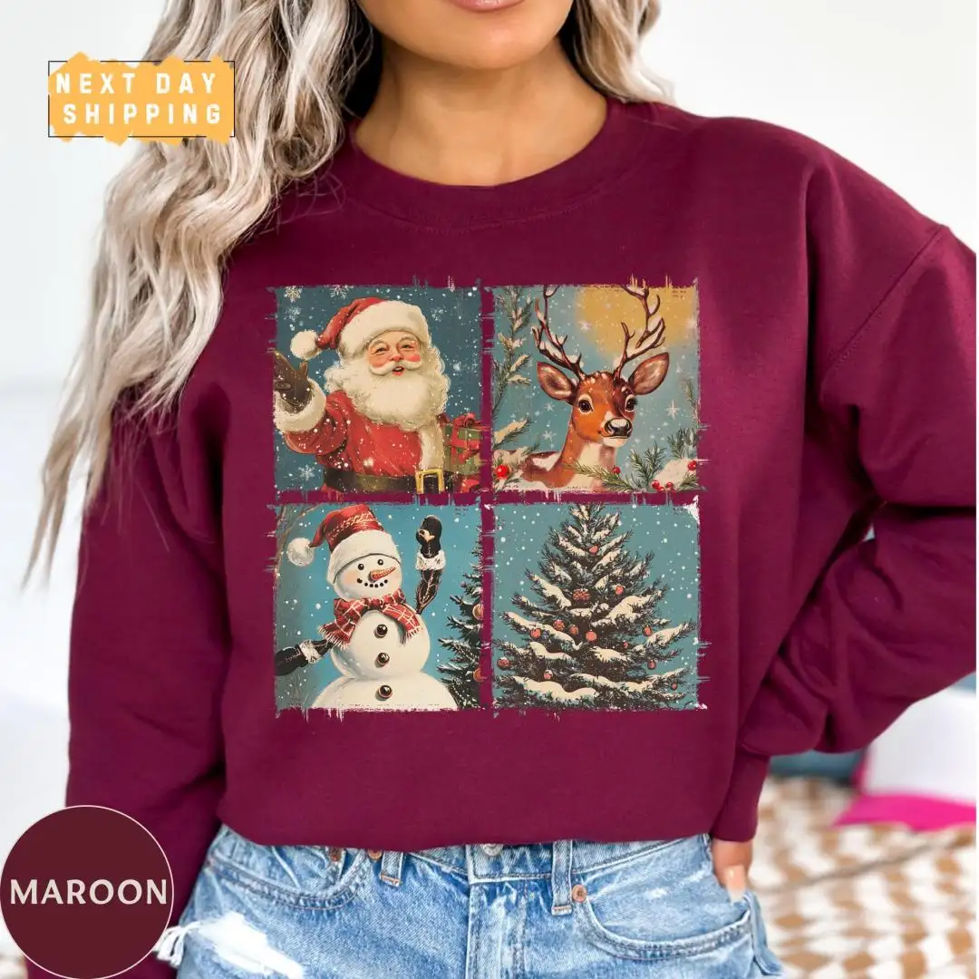 Vintage Santa Christmas Shirt for Women