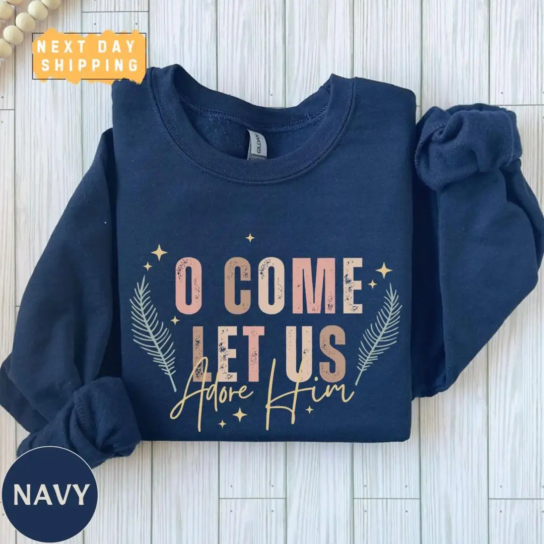 Religious Christmas Shirt Oh Come Let Us Adore Him