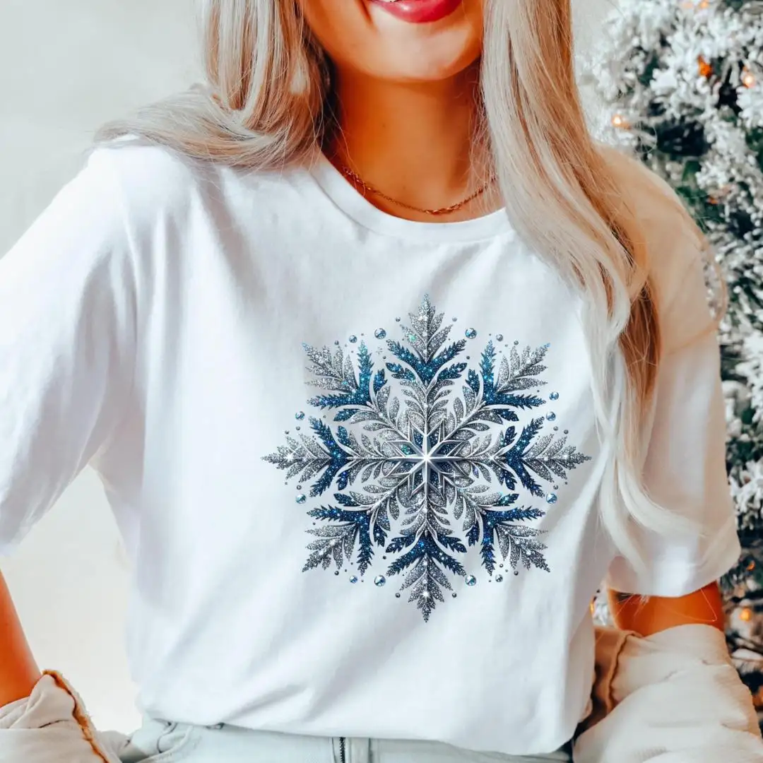 Comfort Colors Snowflake Christmas Shirt with Glitter Image
