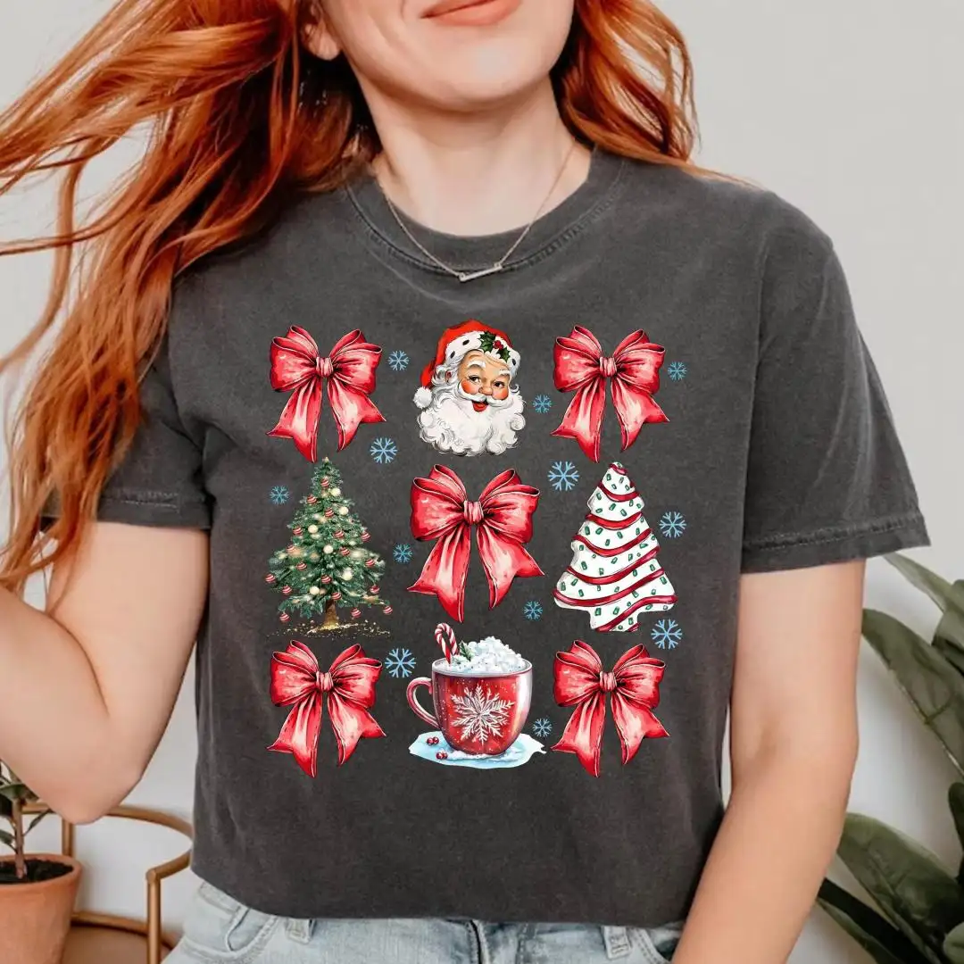 Christmas Coquette Bow Shirt for Women