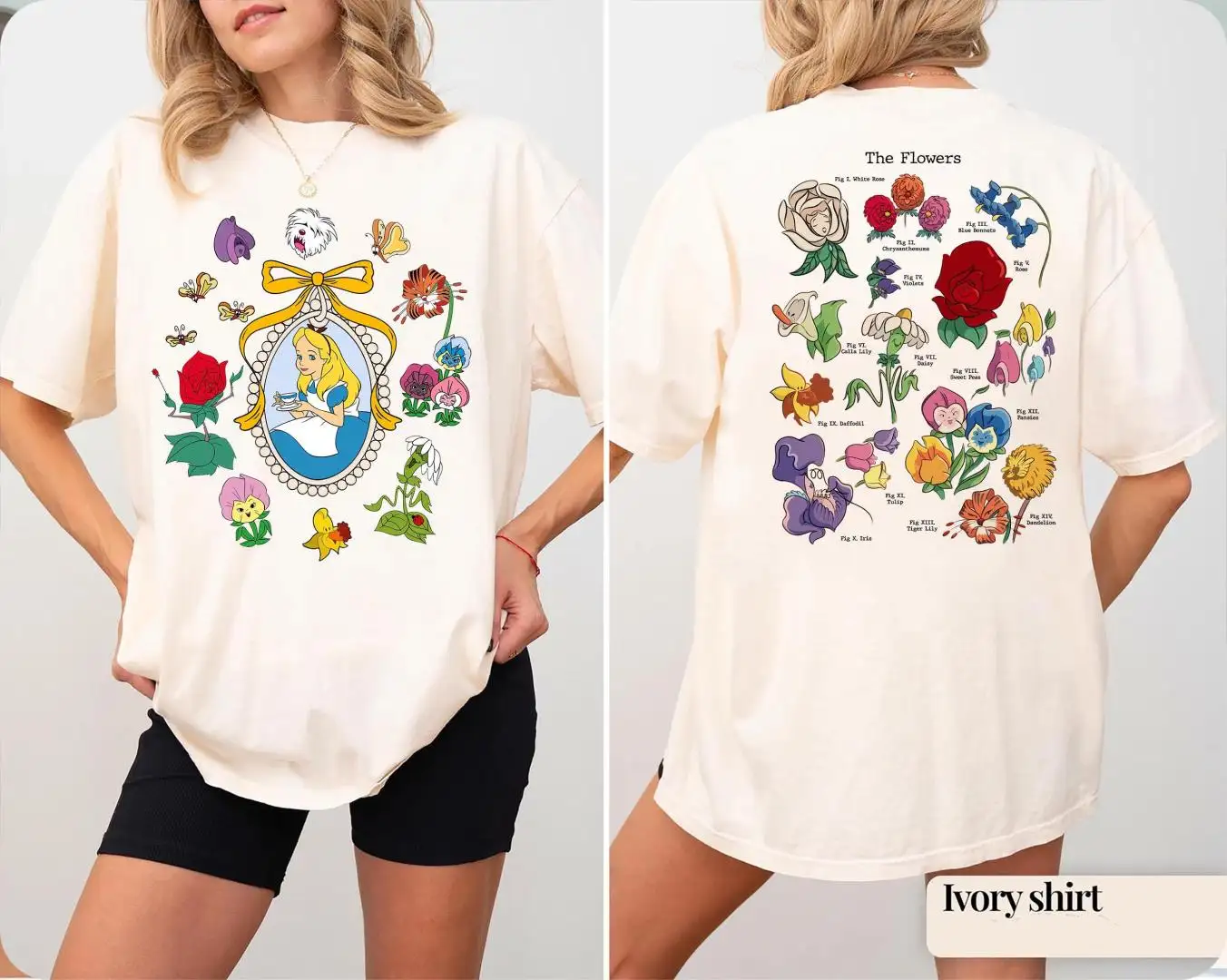 Retro Alice in Wonderland Bow Mirror Floral Shirt