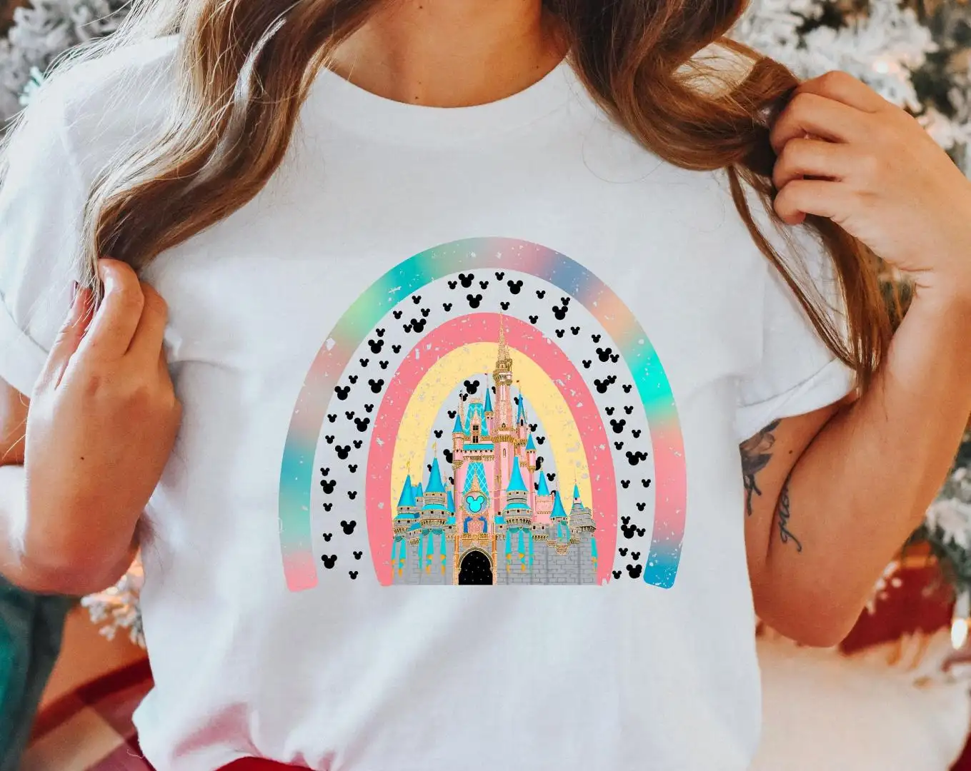 Vintage Disney Rainbow Castle Shirt for Adults