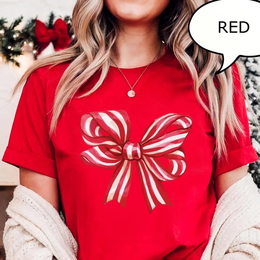 Christmas Red Bow Shirt for Women | Coquette Gift