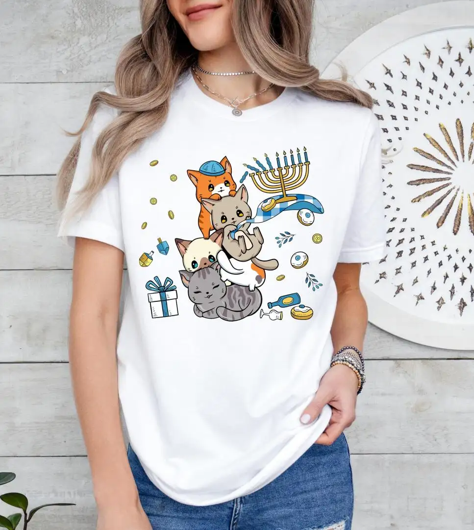 Hanukkah Cat Shirt for Jewish Cat Lovers Gift