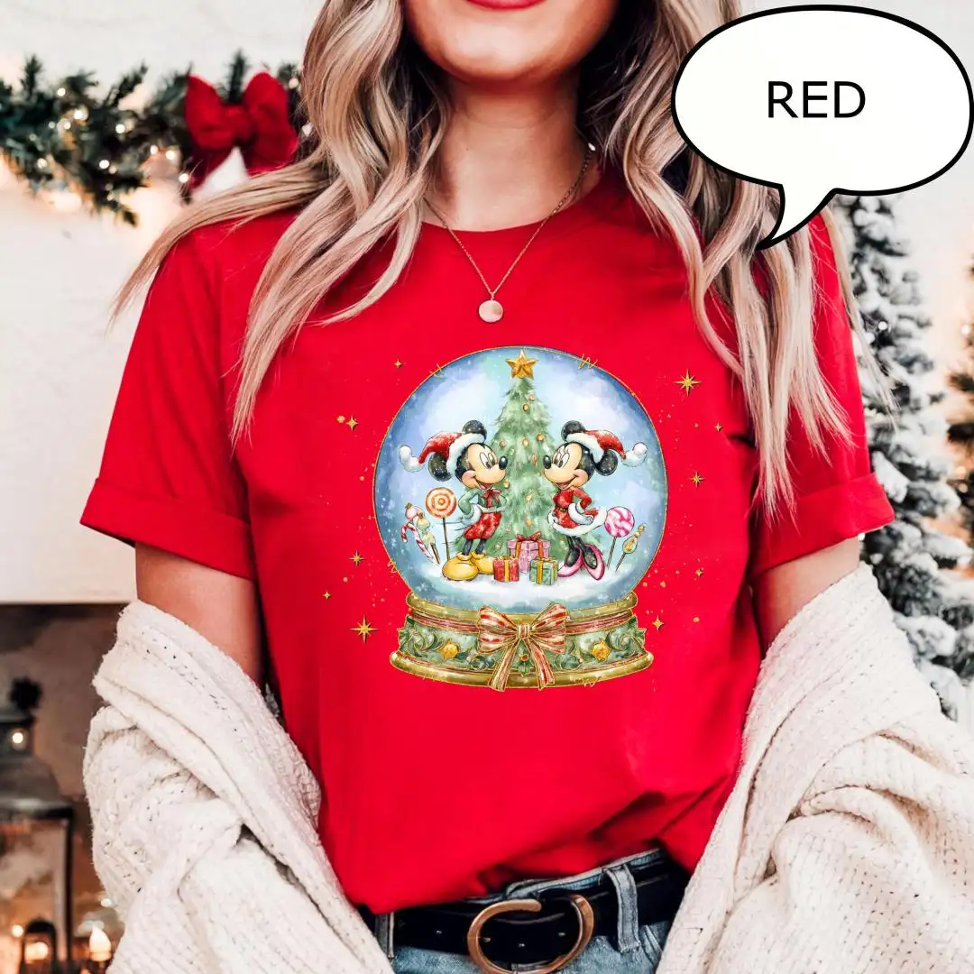 Disney Christmas Shirt | Mickey & Minnie Snow Globe Couple Shirt
