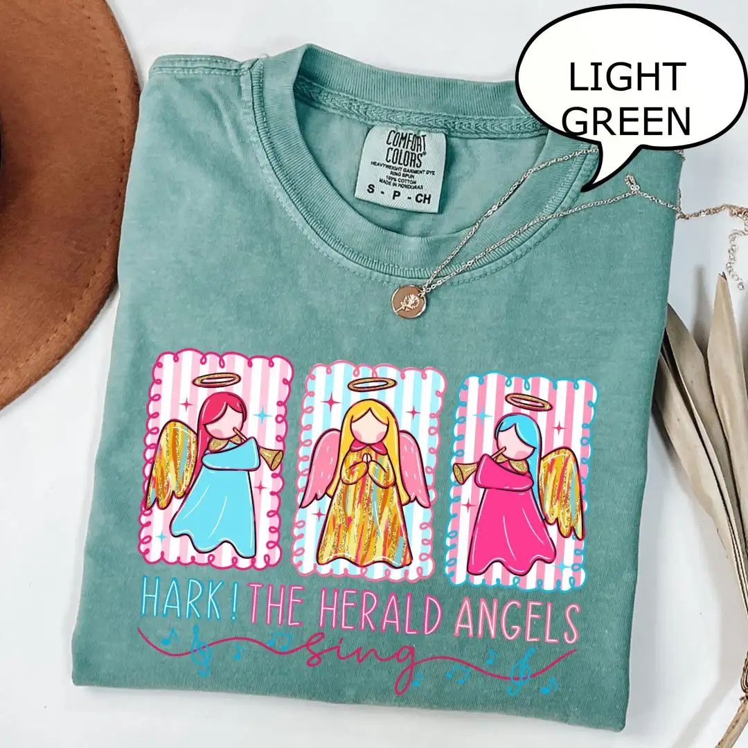 Christian Christmas Shirt for Women with Angels Design