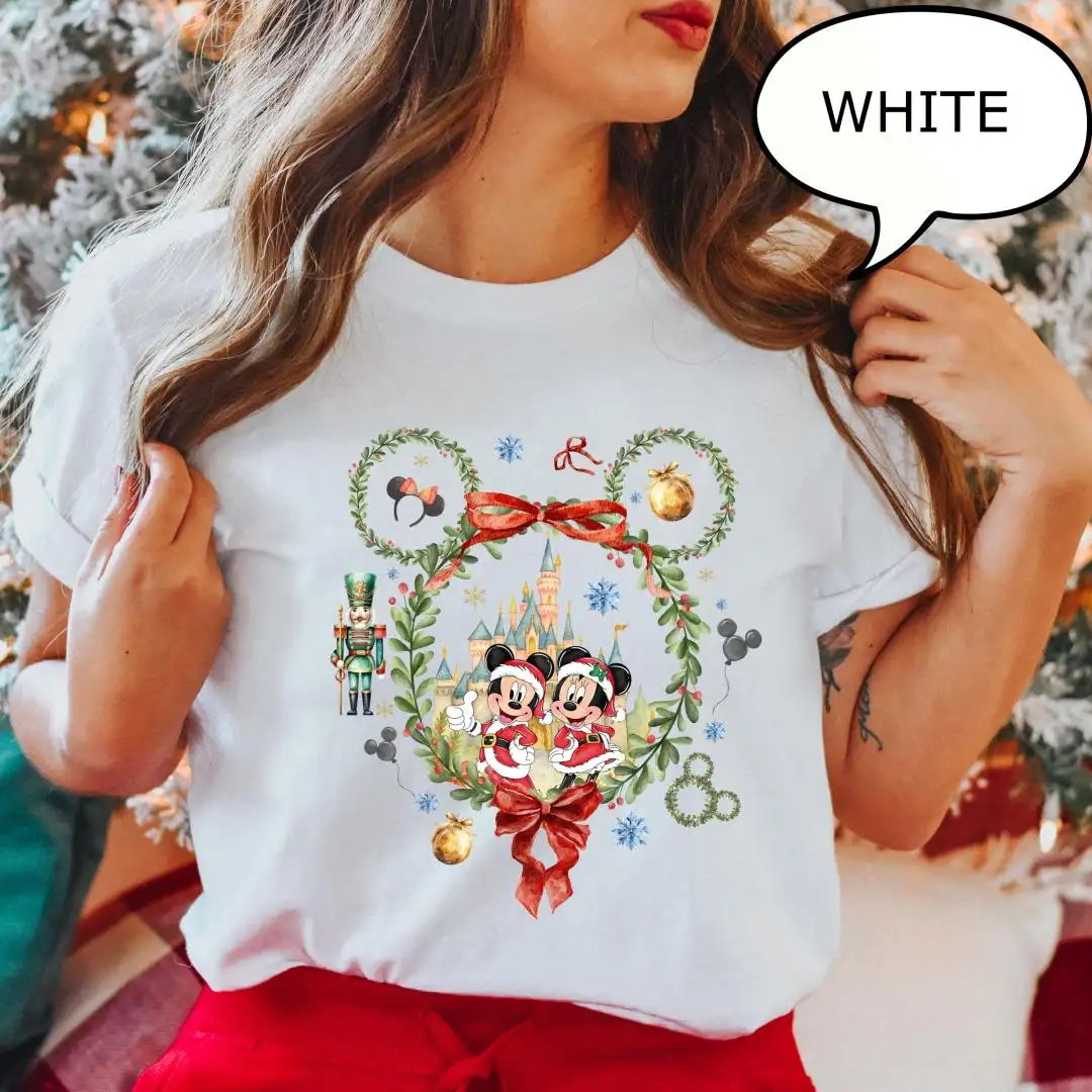 Disney Christmas Shirt with Coquette Bow and Magic Castle
