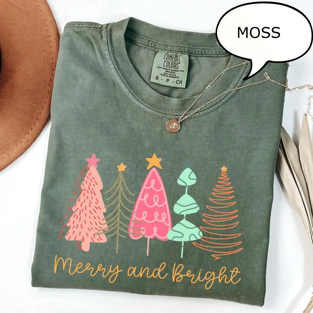 Comfort Colors Merry Christmas Tree Shirt for Women