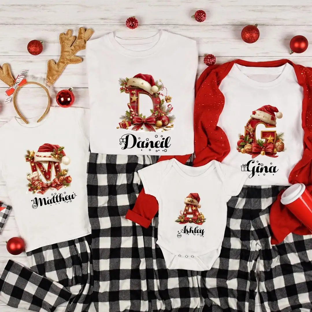 Custom Christmas Monogram Personalized Family Shirt