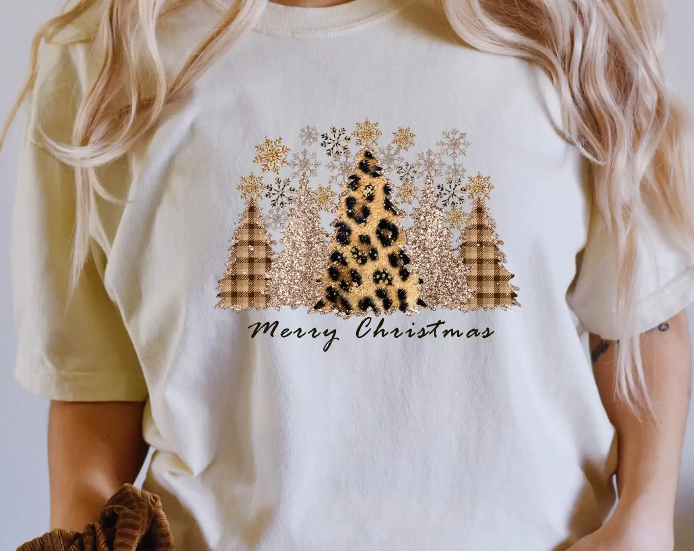 Vintage Christmas Leopard Tree Shirt