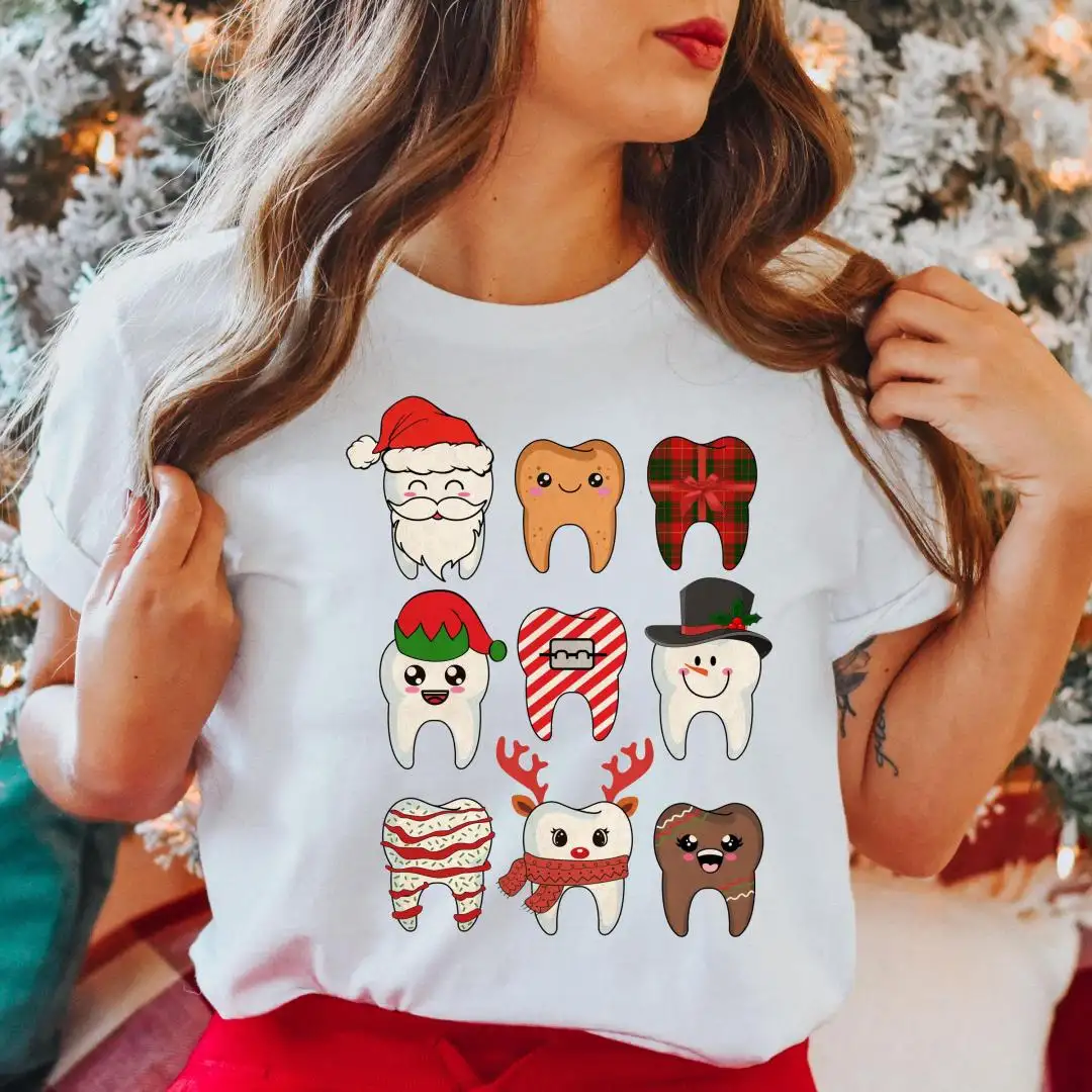 Retro Christmas Dentist Shirt for Dental Assistant Gifts