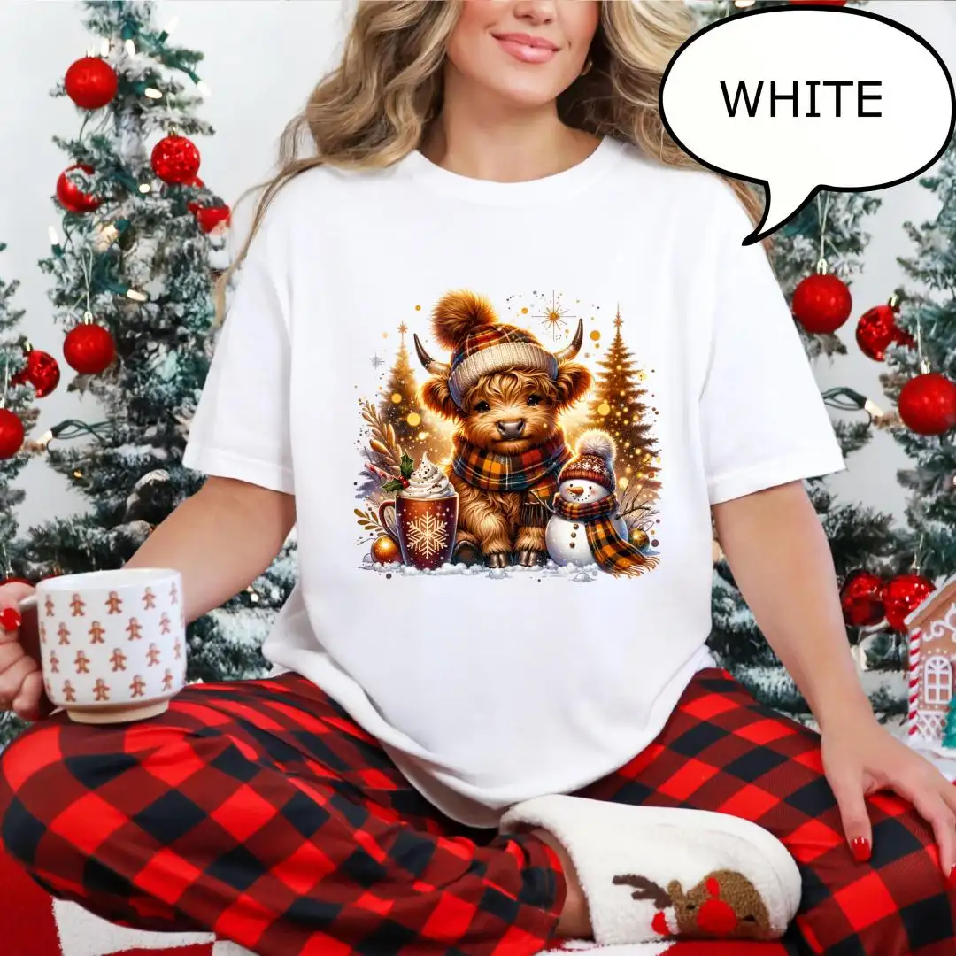 Comfort Colors Christmas Cow Shirt for Women