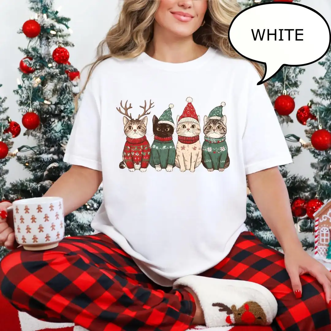 Christmas Cat Shirt for Cat Lovers & Moms