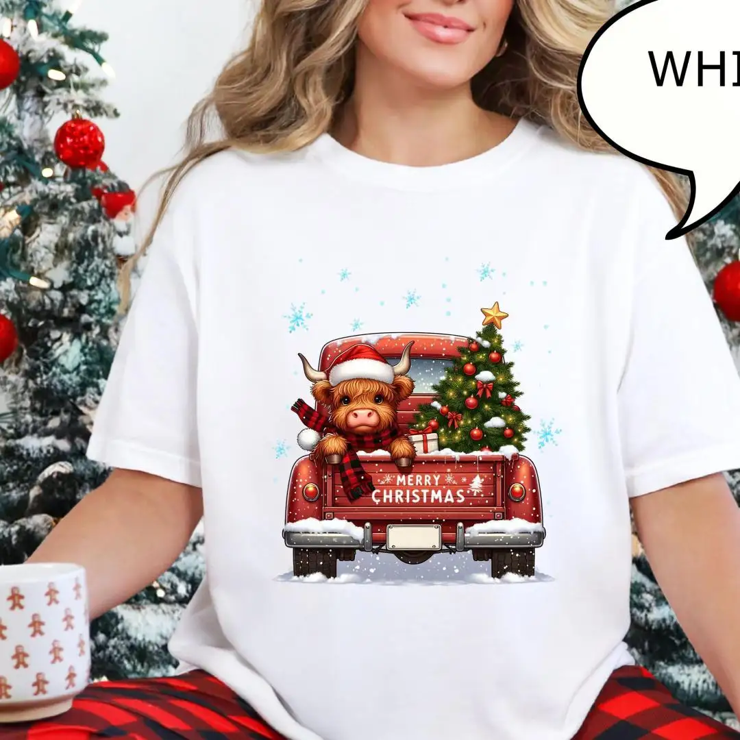 Comfort Colors Christmas Cow Truck Holiday Shirt