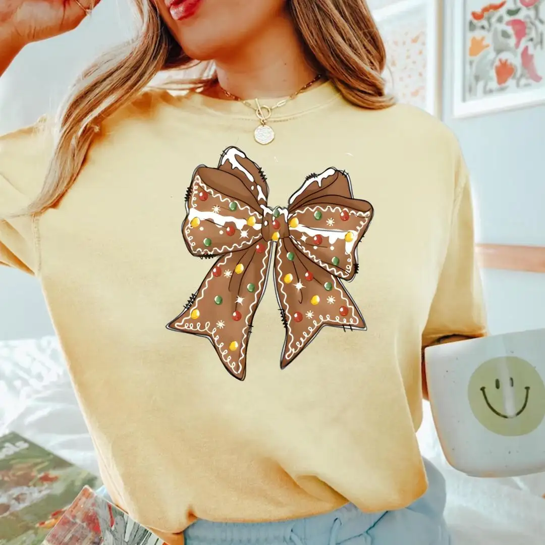 Christmas Gingerbread Bow Coquette Shirt