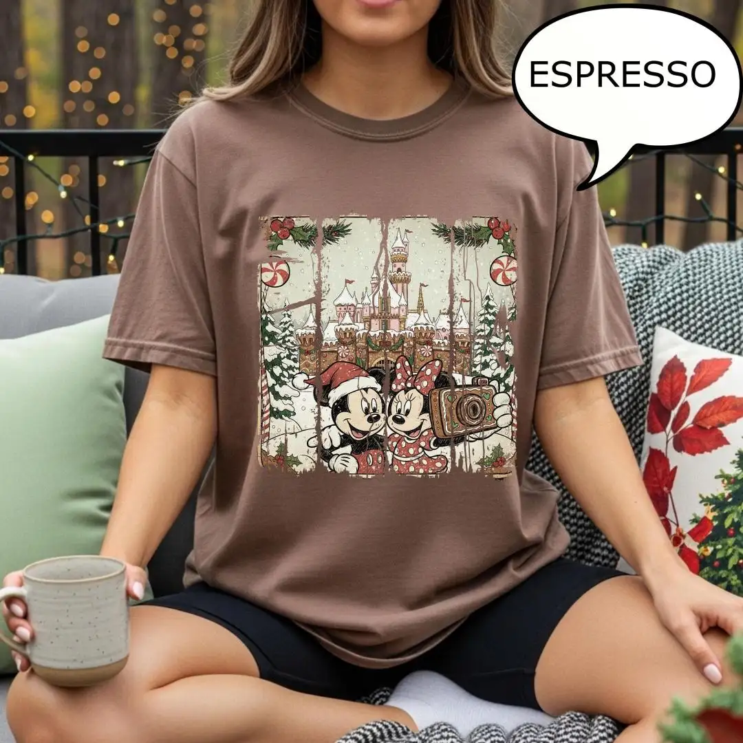 Disney Christmas Shirt with Retro Mickey and Minnie Gingerbread