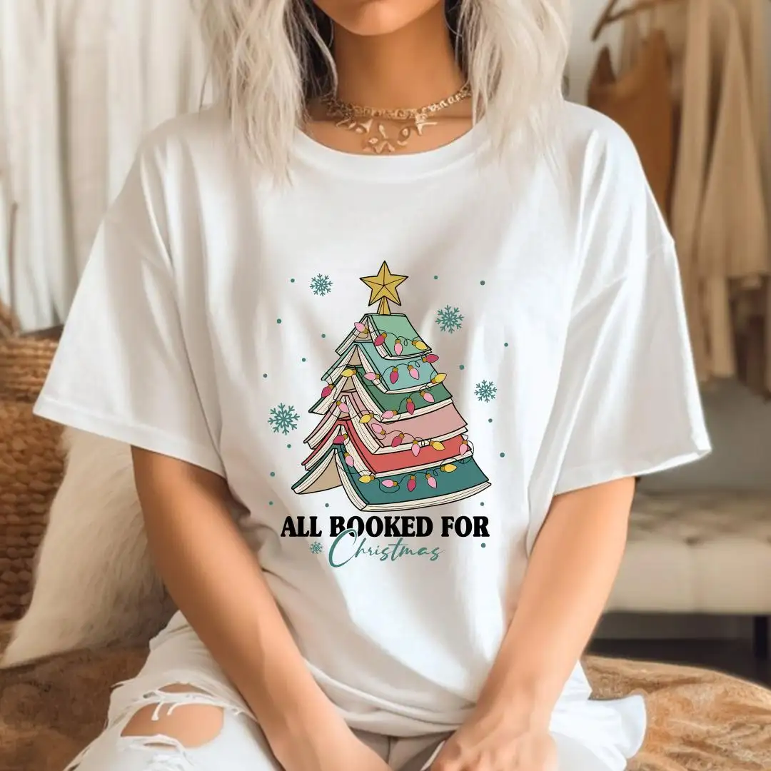 Christmas Book Tree Shirt for Librarians & Book Lovers