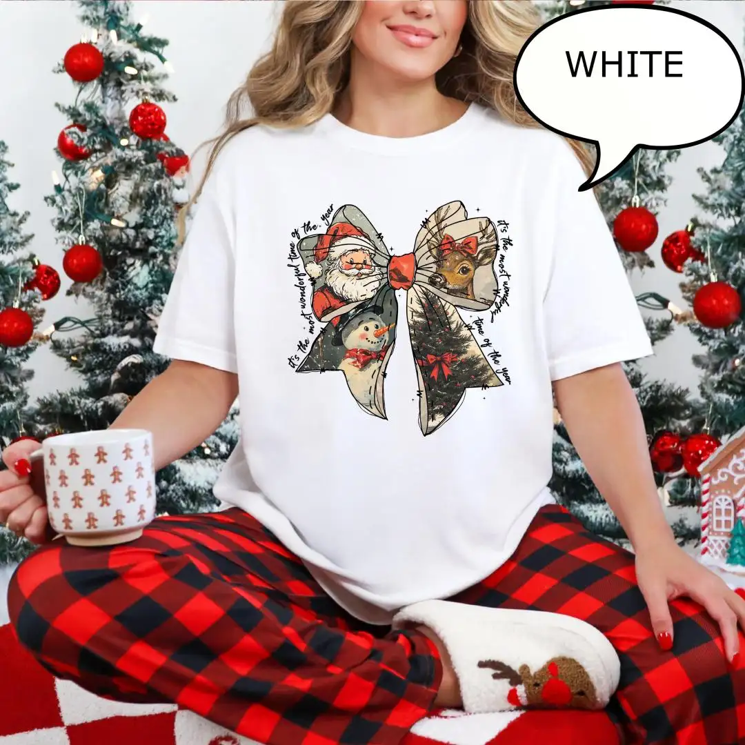 Comfort Colors Coquette Bow Christmas Shirt for Women