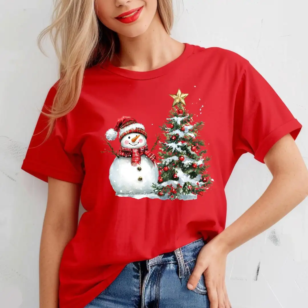 Comfort Colors Christmas Snowman Tree Holiday Shirt
