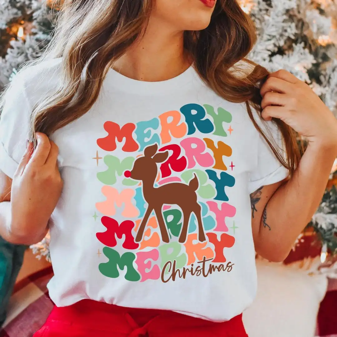 Comfort Colors Christmas Reindeer Shirt for Holiday Party