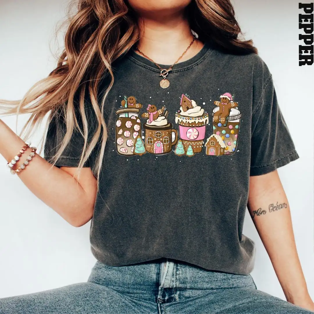 Christmas Coffee Lover Shirt | Gingerbread Latte Design