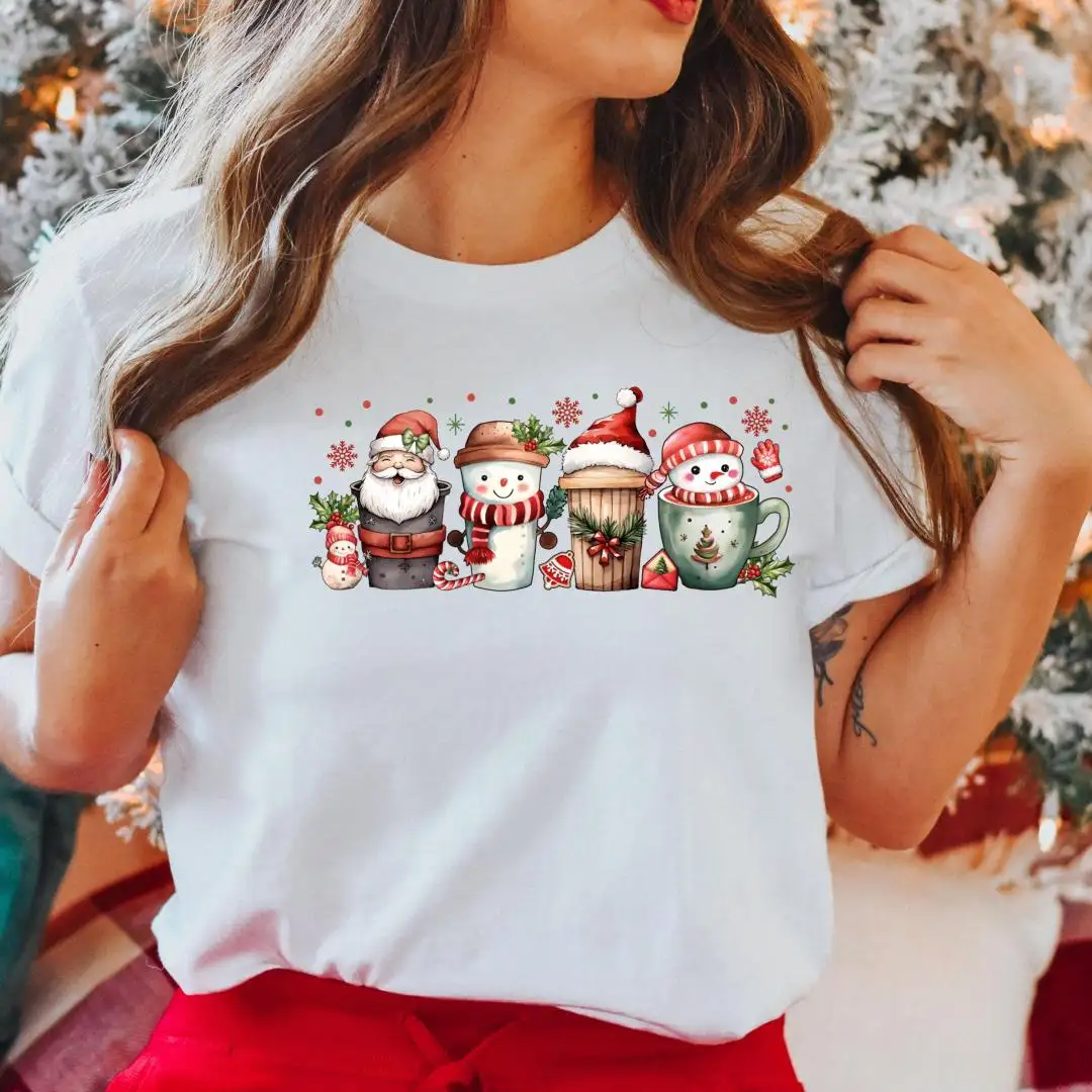 Christmas Coffee Lover Shirt with Snowman Iced Latte Design