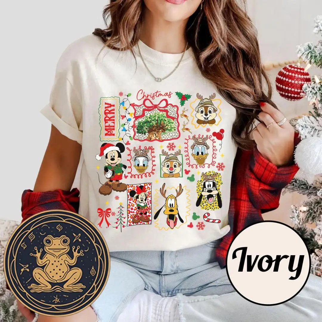 Retro Coquette Bows Mickey Christmas Shirt for Women
