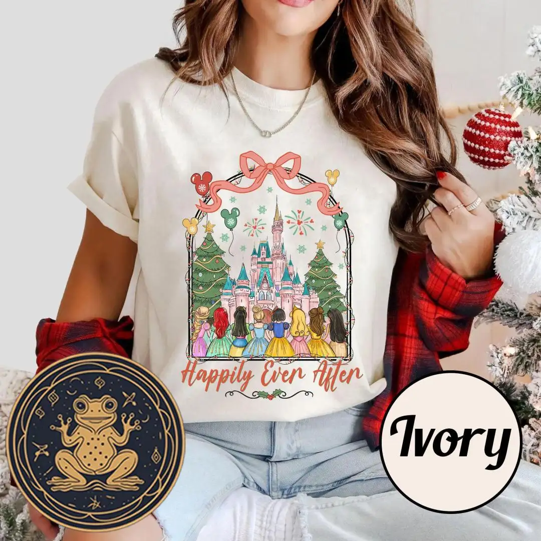 Disney Princess Christmas Shirt with Retro Bows
