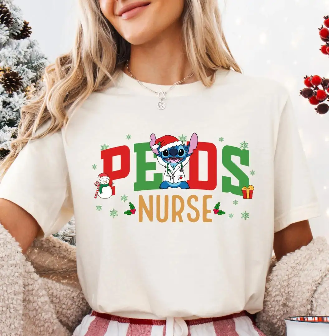 Disney Stitch Pediatric Nurse Christmas Gift Shirt