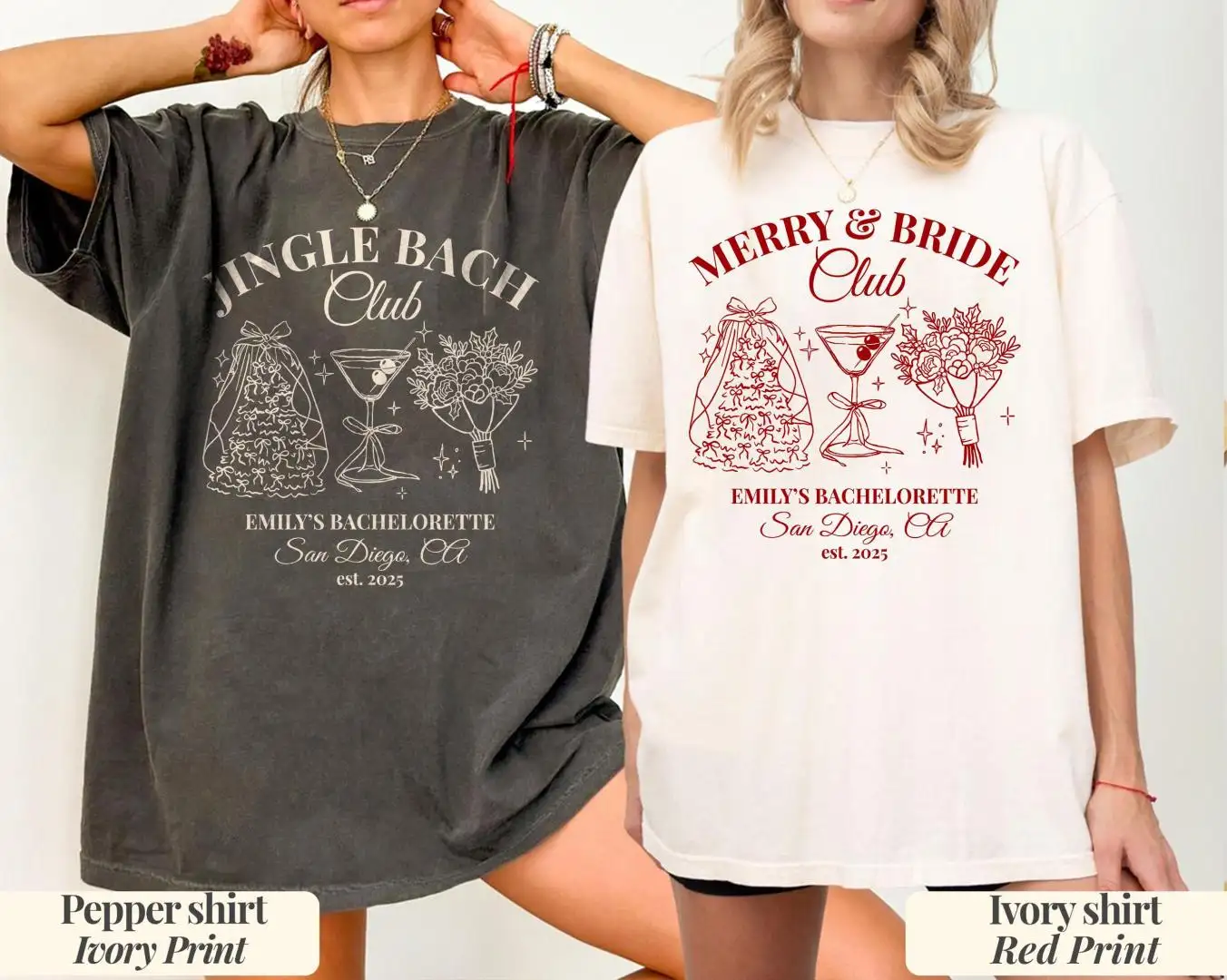 Custom Christmas Bachelorette Party Shirt for Bride