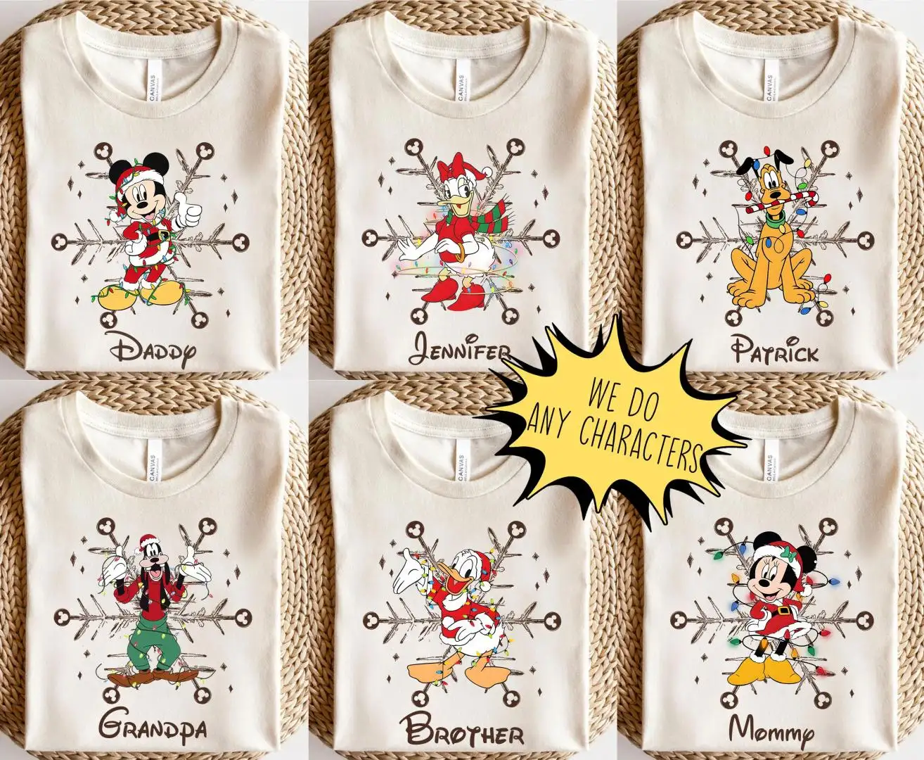 Disney Holiday Family Shirt with Retro Characters