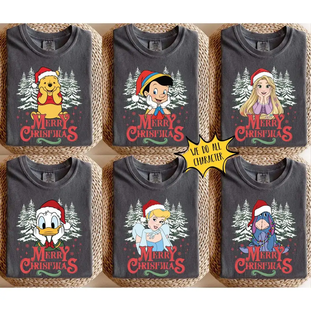 Disney Christmas Shirt Retro All Characters Family Gift